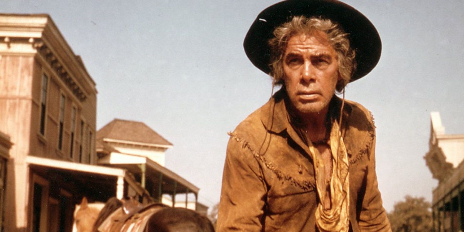 Lee Marvin looking off-screen in Cat Ballou