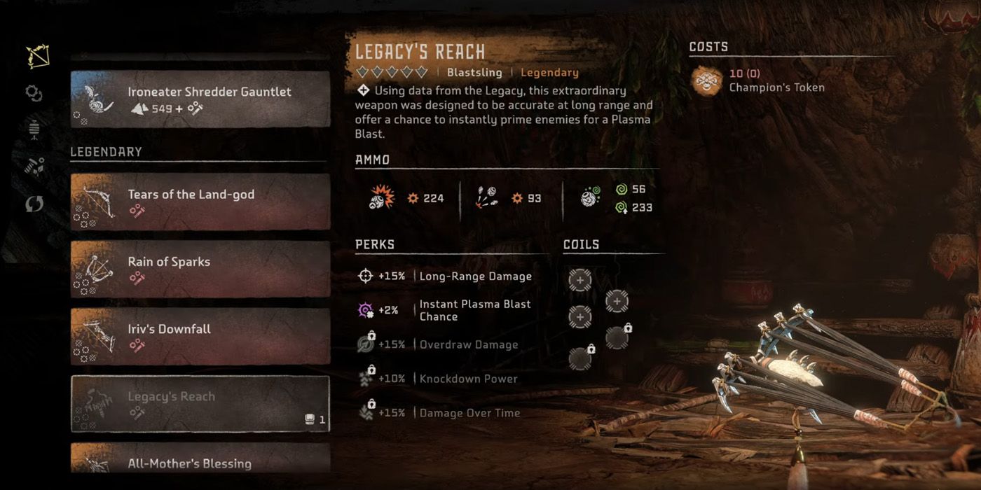 Image of the Legacy's Reach New Game+ Blastsling in a Horizon Forbidden West menu.