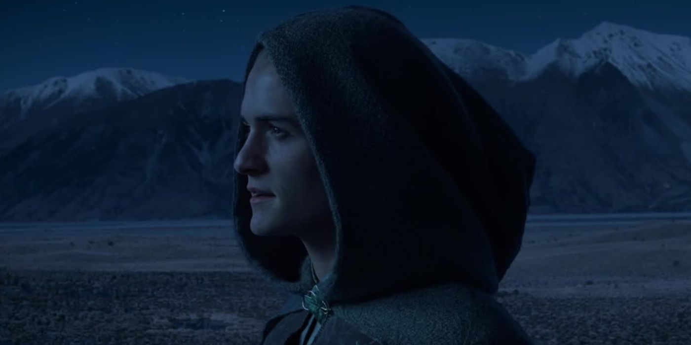 Legolas with his hood up in The Lord of the Rings