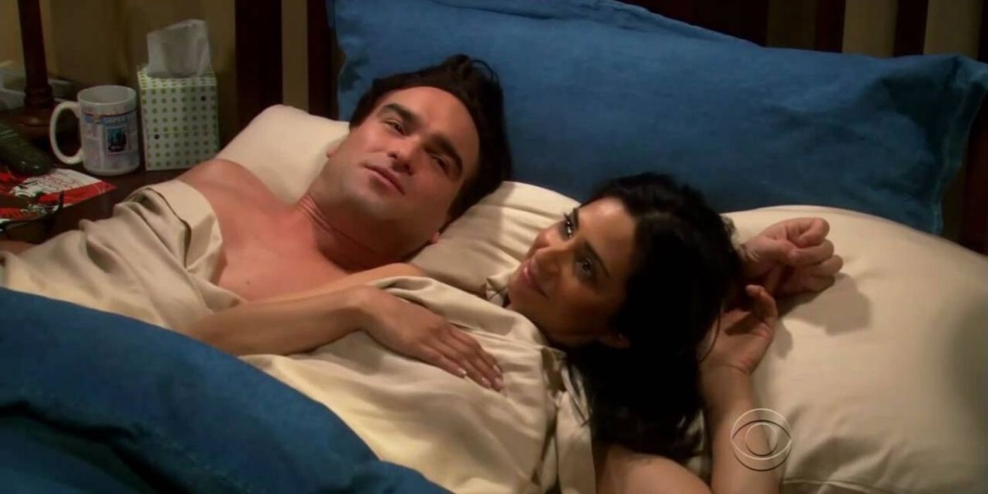 Leonard and Priya in bed in TBBT