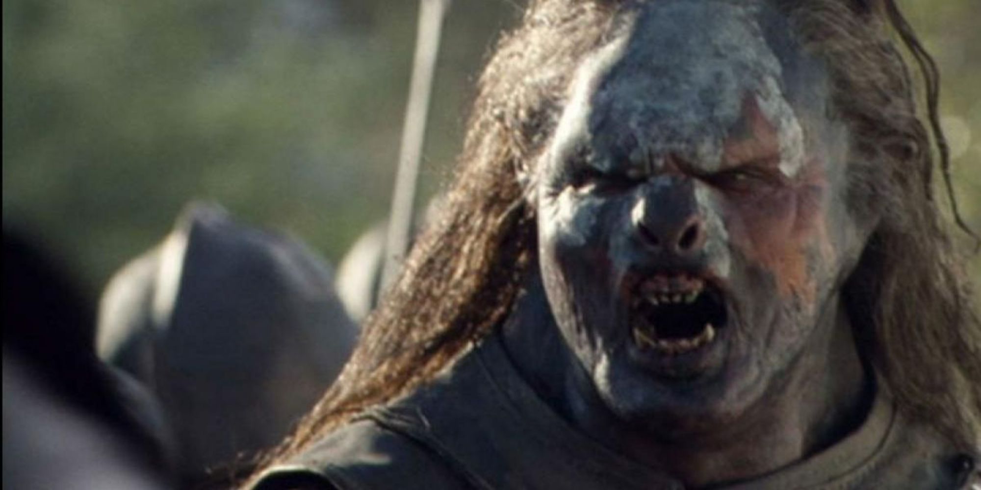 The Lord of the Rings Orc Uruk Hai giving a war cry.