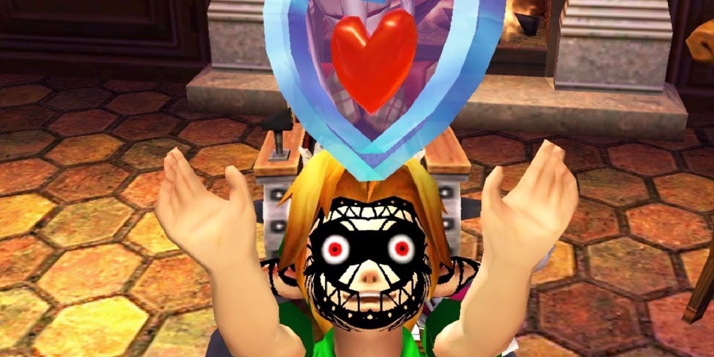 Link receives a Piece of Heart with the All-Night Mask in Majora's Mask