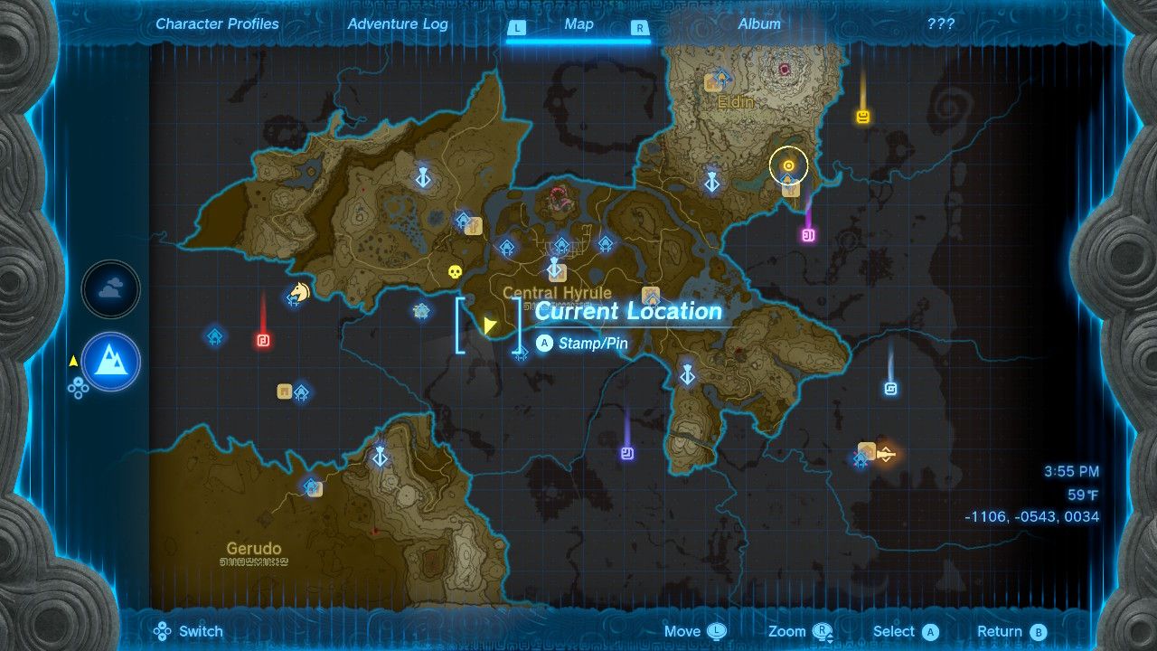 Map location for the Fierce Deity Boots in Zelda TOTK