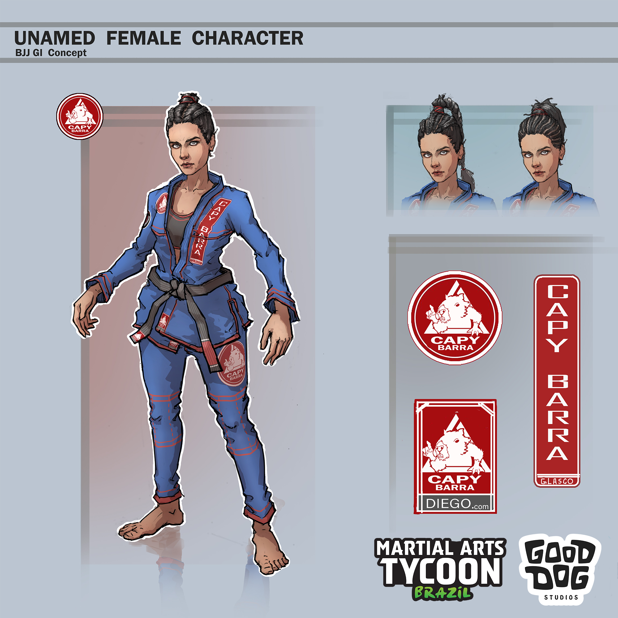 Martial Arts Tycoon concept art for a female fighter.