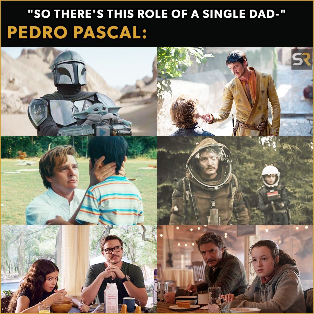 A meme showing Pedro Pascal in various roles 