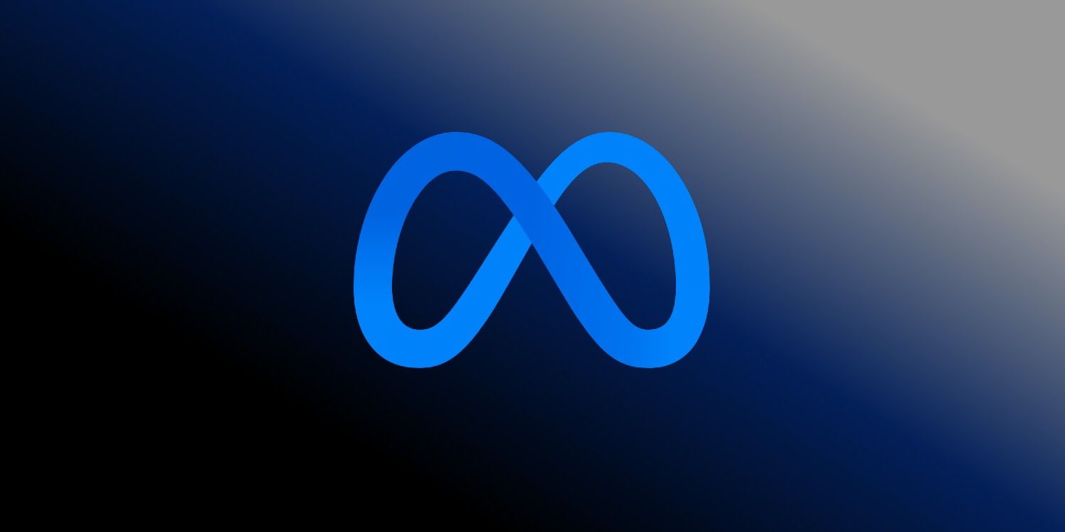 Meta logo on a blue to white gradient background