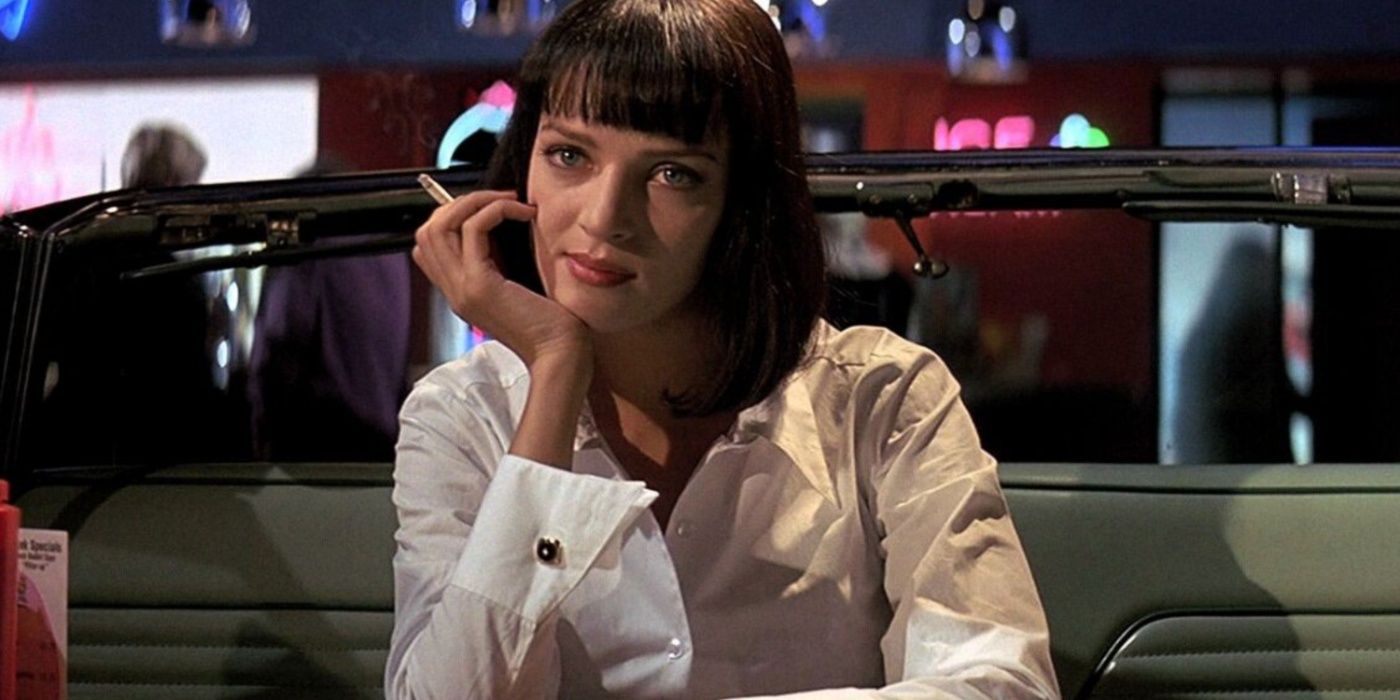 Mia Wallace holding a cigarette in Pulp Fiction