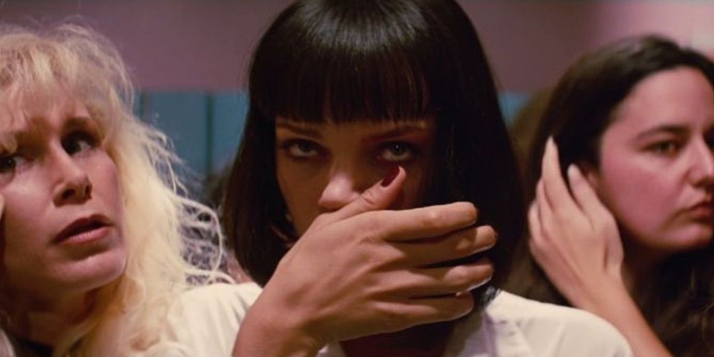Mia Wallace in the bathroom in Pulp Fiction