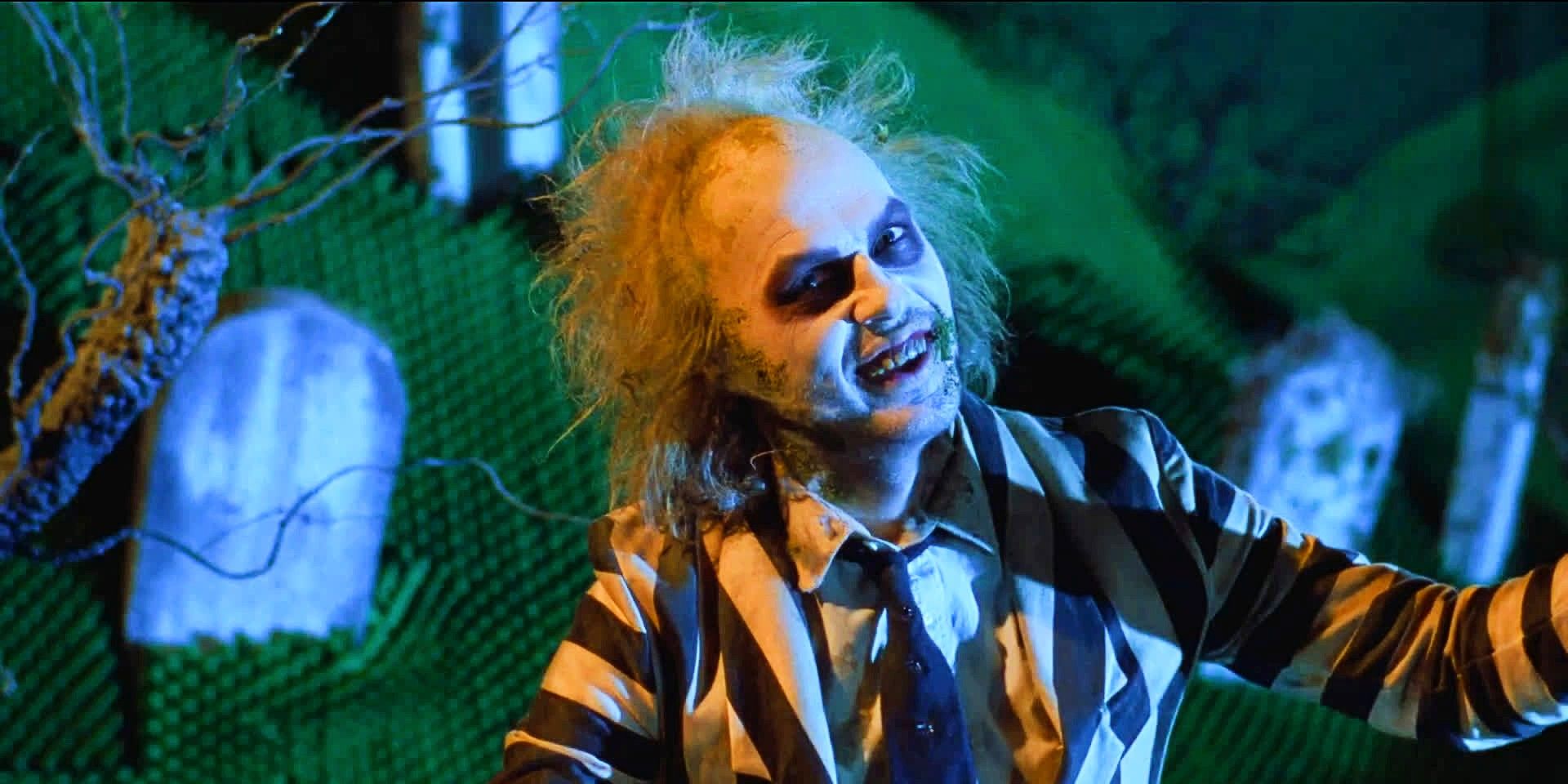Michael Keaton posing in Beetlejuice
