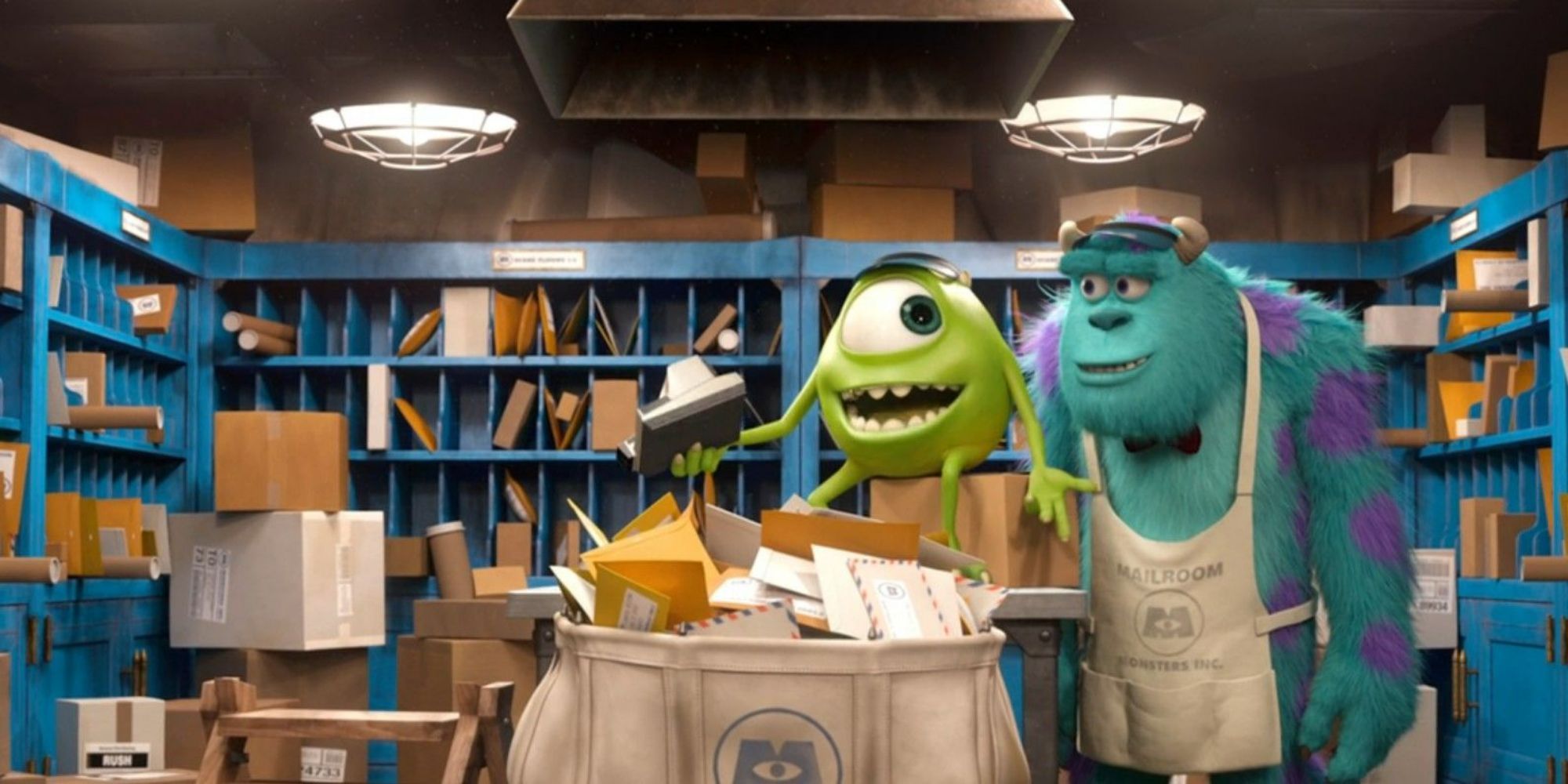 Mike and Sully work in a mail room in Monsters University (1)