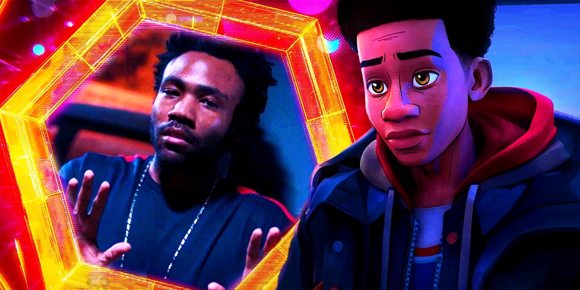 Miles Morales and Donald Glover in Spider-Man Across the Spider-Verse