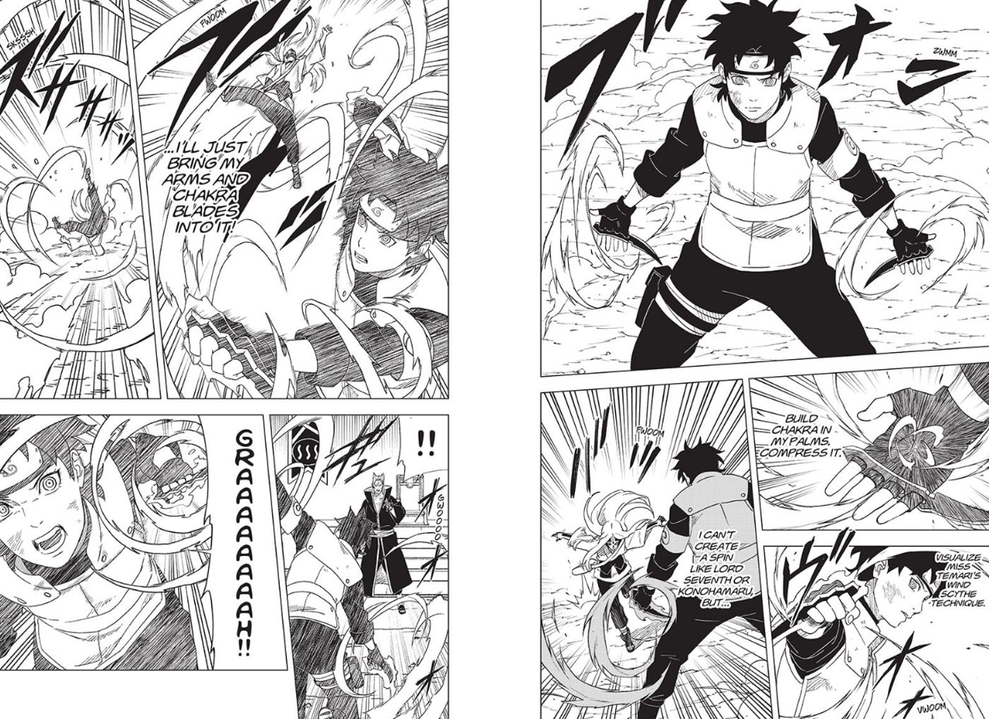 Mirai Sarutobi menggunakan Whirlwind Fist di Naruto Konoha's Story