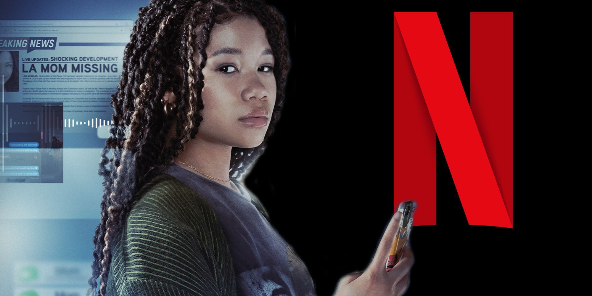 Custom image of Storm Reid in Missing and the Netflix logo