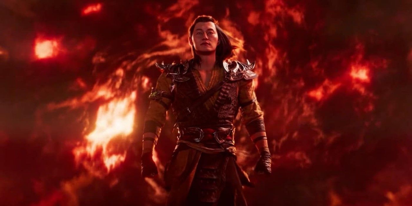 Mortal Kombat 1's Shang Tsung passing through a red portal in the first trailer.