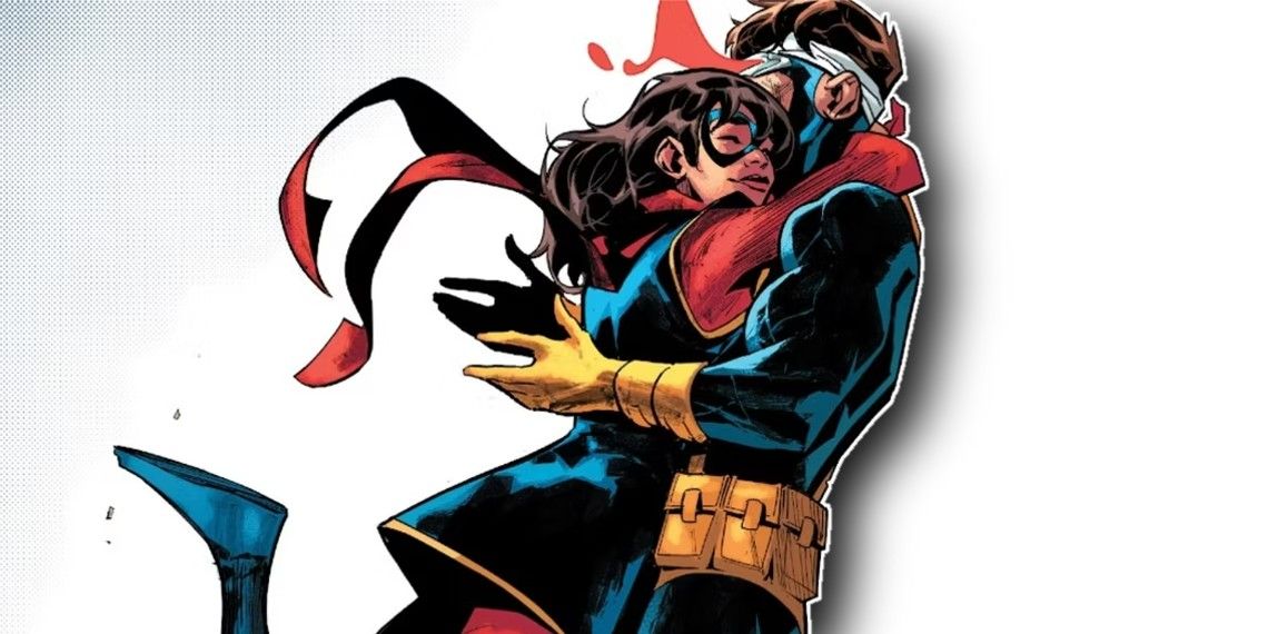 Sra. Marvel Kamala Khan abraçando Ciclope