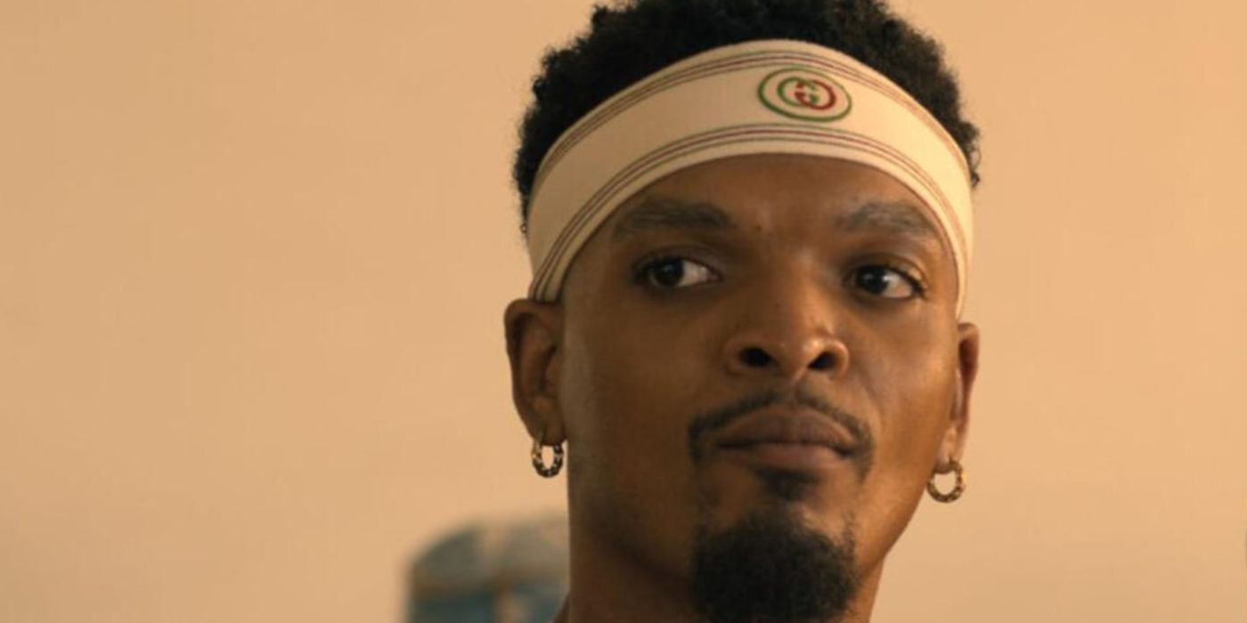 Myles Bullock looking at someone off-screen in White Men Can&rsquo;t Jump