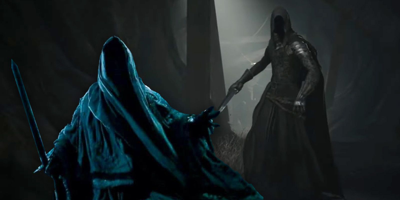 Gambar yang membandingkan penampilan Hantu Cincin dari The Fellowship of the Ring hingga The Lord of the Rings Gollum.