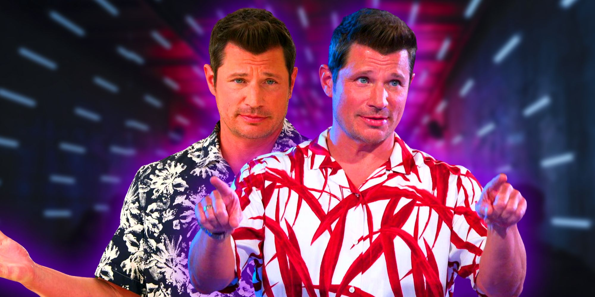 nick lachey in bright shirts the masked singer montage