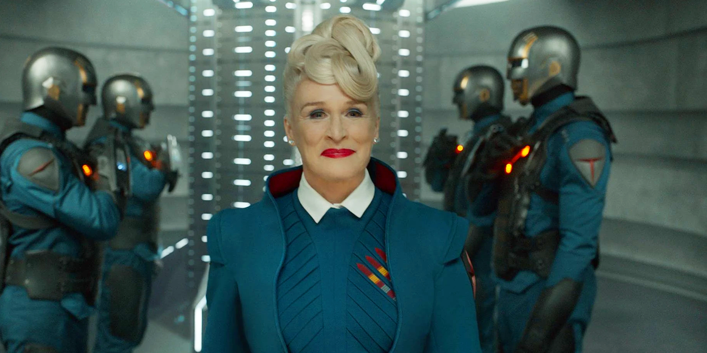 The Nova Corps in Guardians of the Galaxy, with Irani Rael smiling