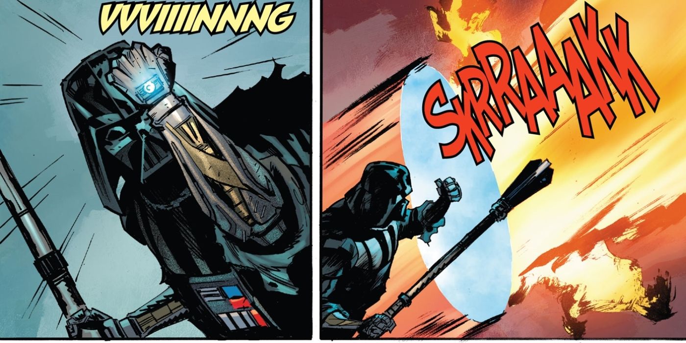 Darth Vader using an energy shield.