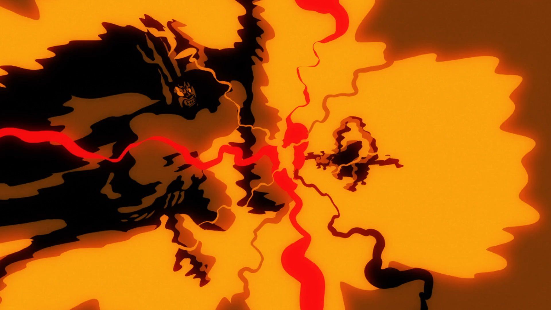 Capture D'Écran De L'Épisode D'Anime One Piece # 1028 Montre Une Image D'Impact De Luffy Combattant Kaido, Avec Luffy En Forme De Sa Forme Gear 5Th.