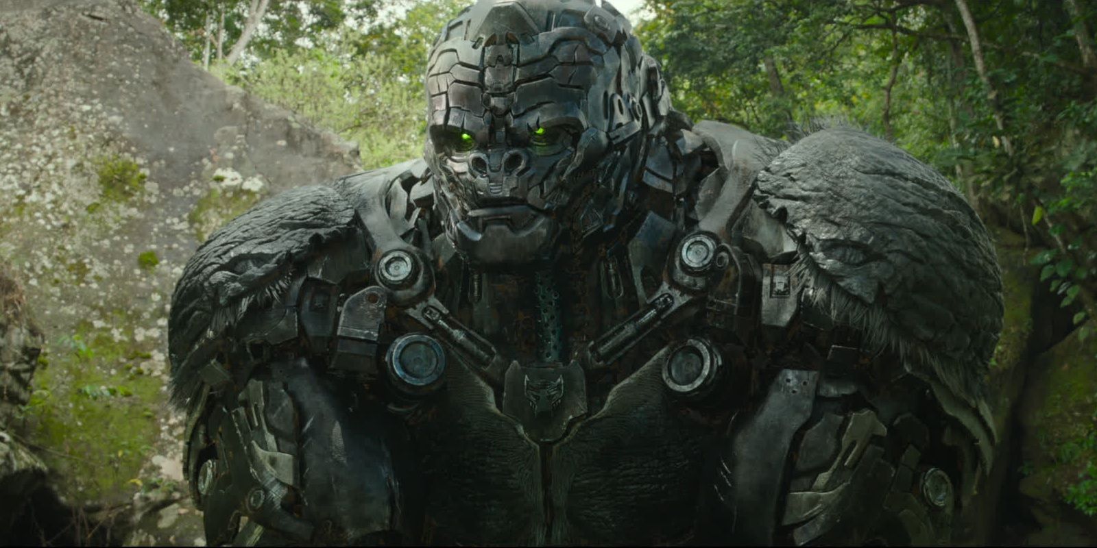 Optimus Primal in the woods in Transformers Rise of the Beasts