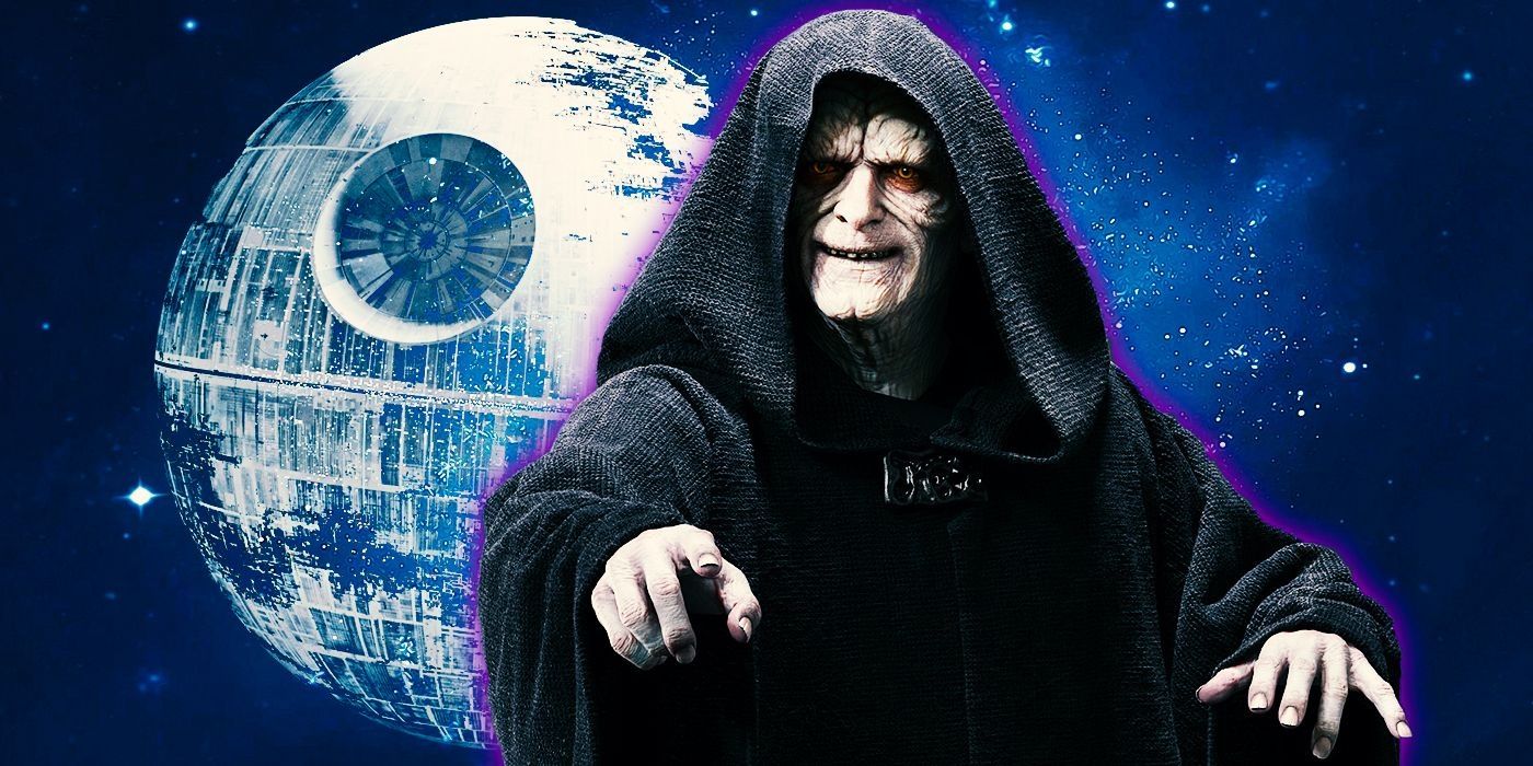 Palpatine in front of the Death Star.