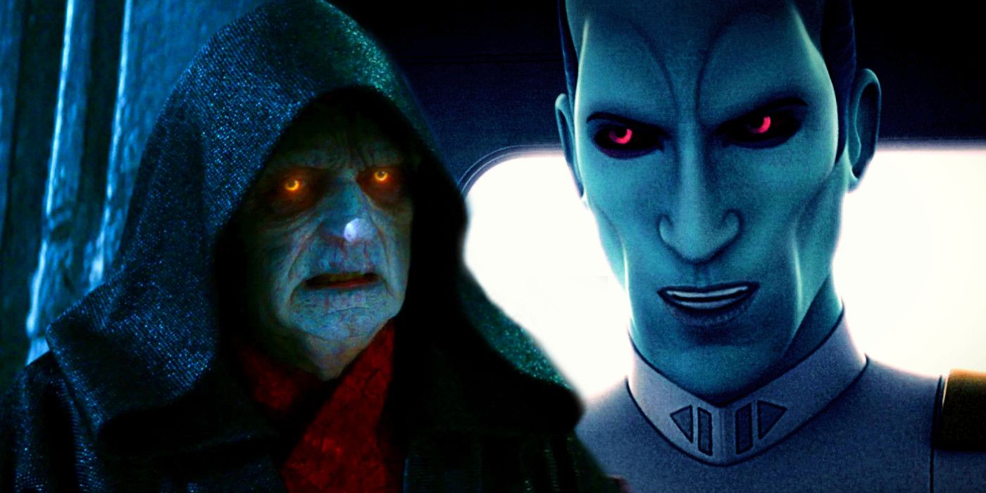 Palpatine em The Rise of Skywalker e animado Grande Almirante Thrawn em Star Wars Rebels