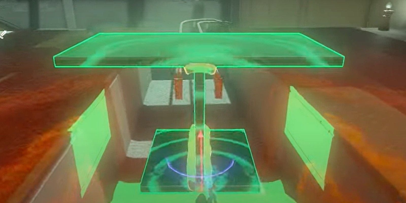 Link using Ultrahand to solve the Jiukoum Shrine in Zelda TOTK