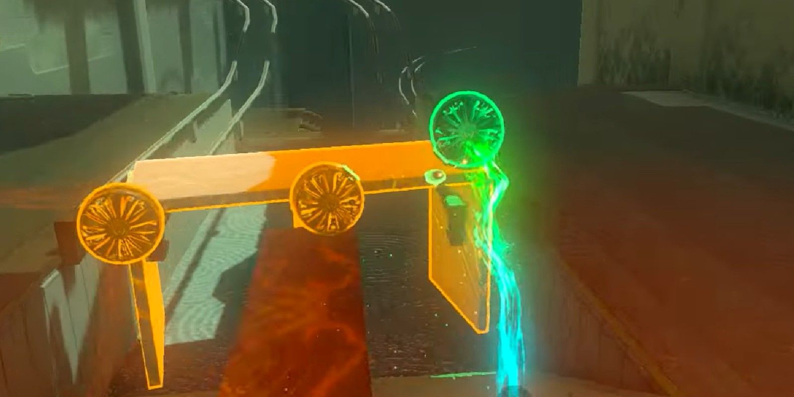 Link using Ultrahand to solve the Jiukoum Shrine in Zelda TOTK
