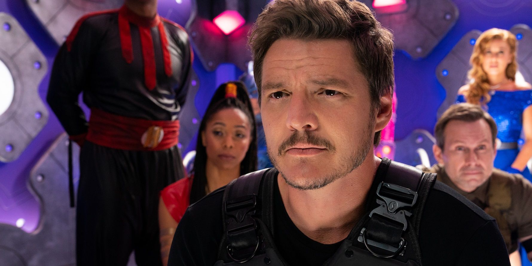 Pedro Pascal with the other superheroes in We Can Be Heroes