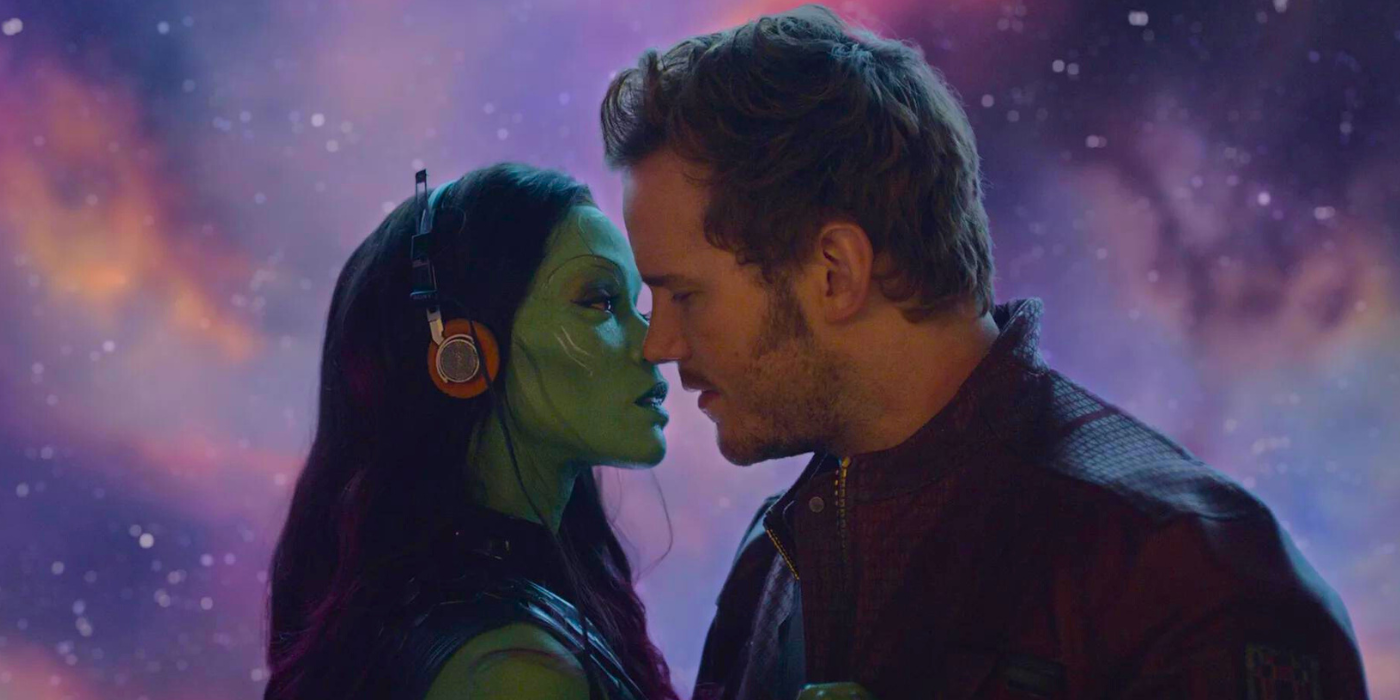 Peter Quill and Gamora in Guardians Of The Galaxy