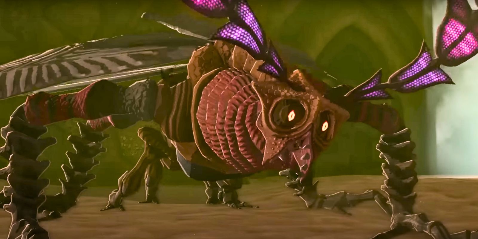 Queen Gibdo with all of her insect legs placed firmly on the ground, ready for a boss battle in Zelda: Tears of the Kingdom.