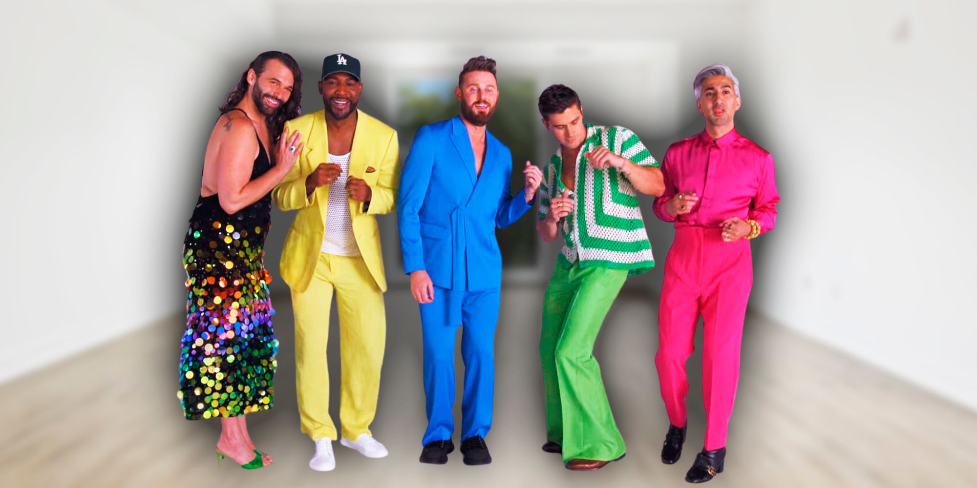 queer eye 5 cast in bright outfits fab five
