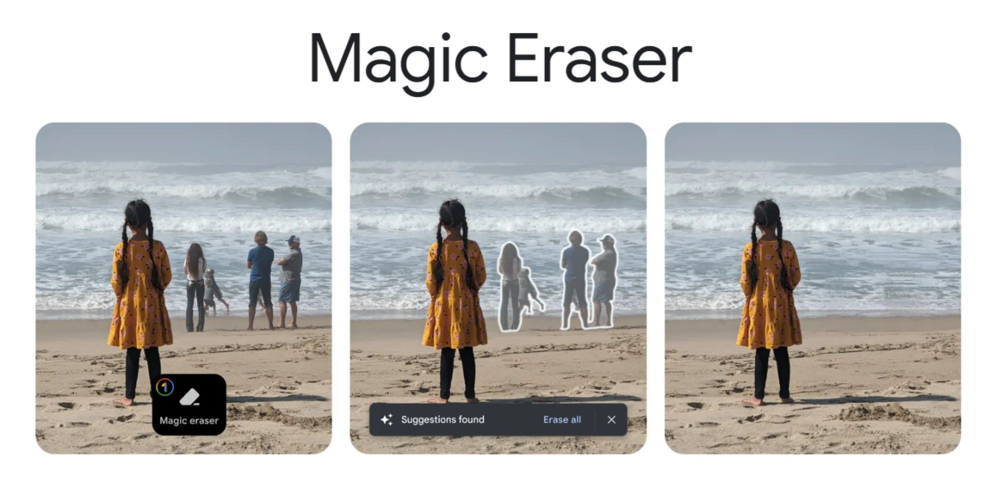 Representation of Google Photos' Magic Eraser feature