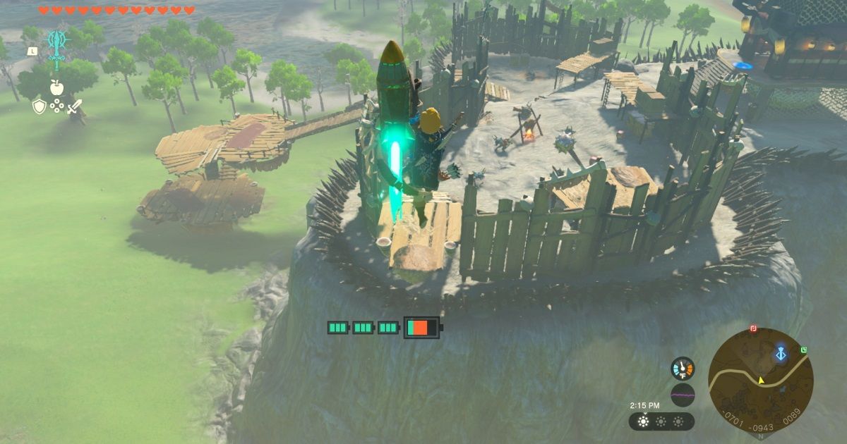 Link Rocket Jumps over the fields in Zelda: Tears of the Kingdom