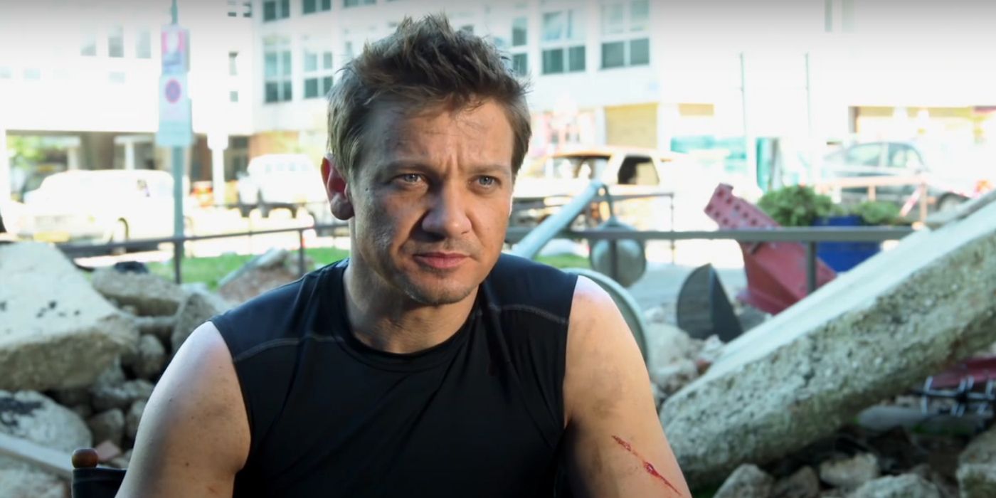Jeremy Renner sitting for an interview