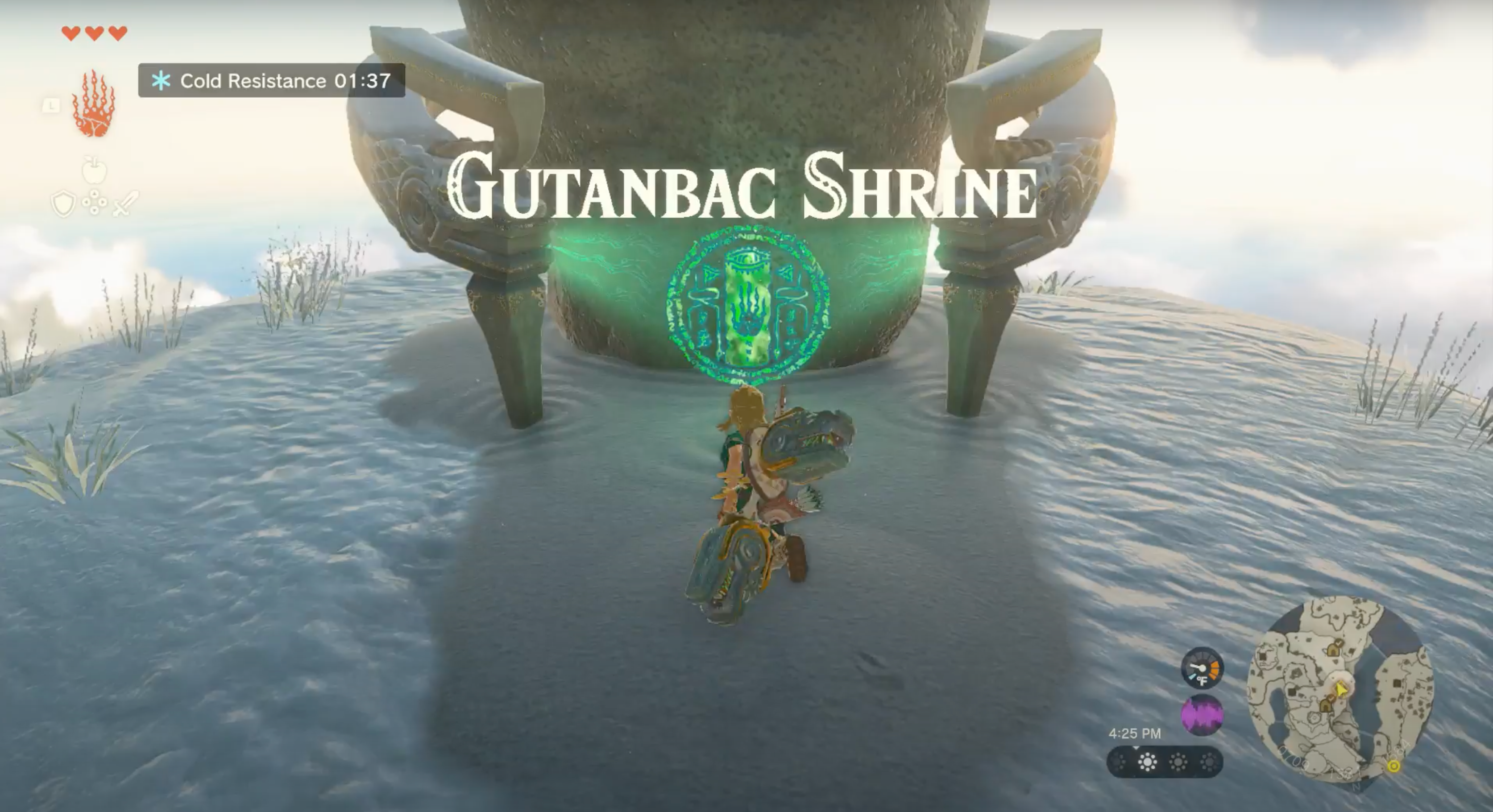 Link standing in front of the Gutanbac Shrine in Zelda: Tears of The Kingdom