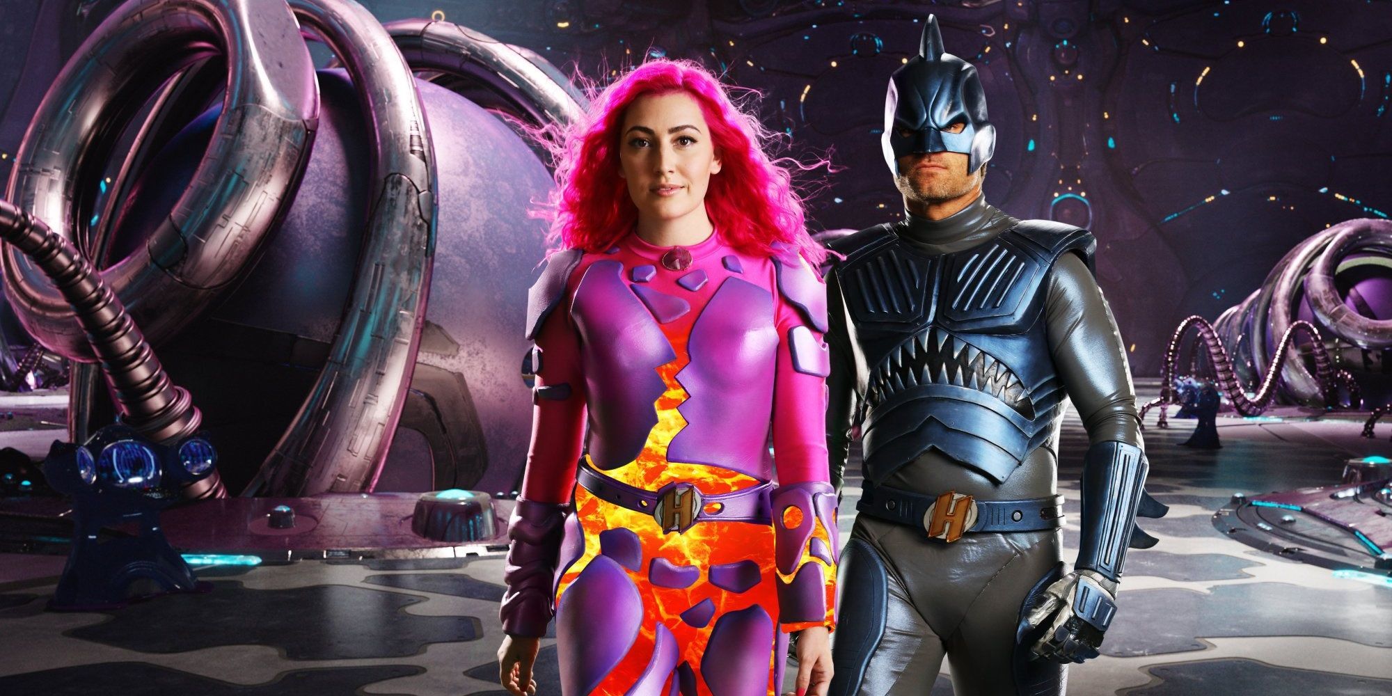 Sharkboy and Lavagirl in costume in We Can Be Heroes