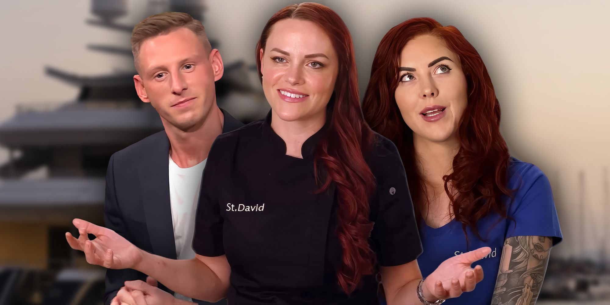 Below Deck é estrelado por Rachel Hargrove, Fraser Olender e Hayley De Sola Pinto