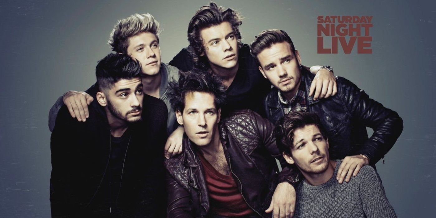 SNL promo image of Paul Rudd and One Direction