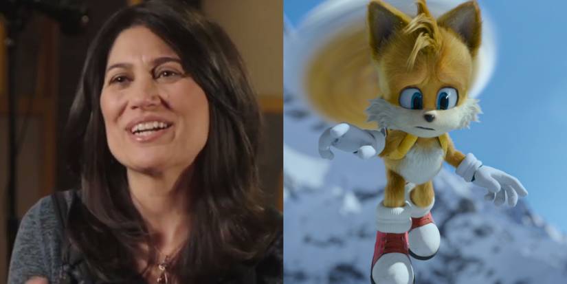 Split image of Colleen O'Shaughnessey and Tails from Sonic the Hedgehog 2
