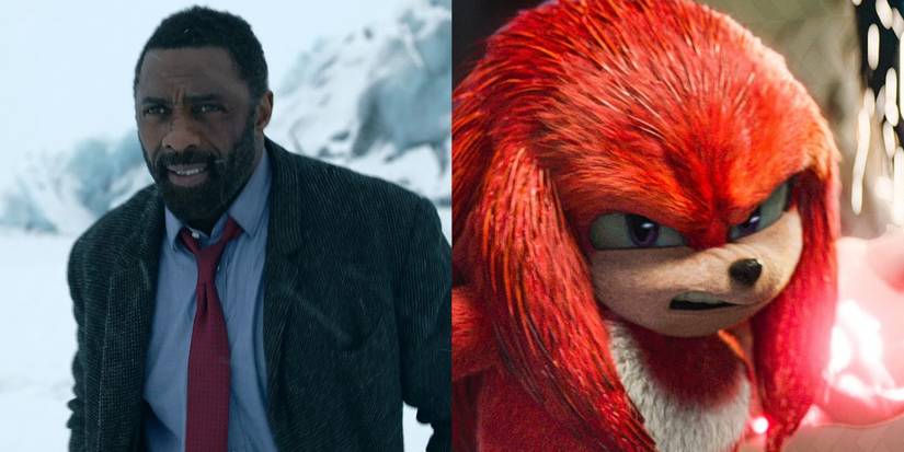 Split image of Idris Elba and Knuckles