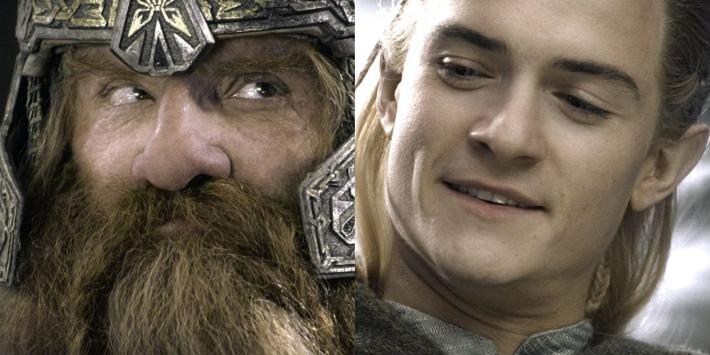 Imagem dividida de Gimli e Legolas em O Retorno do Rei