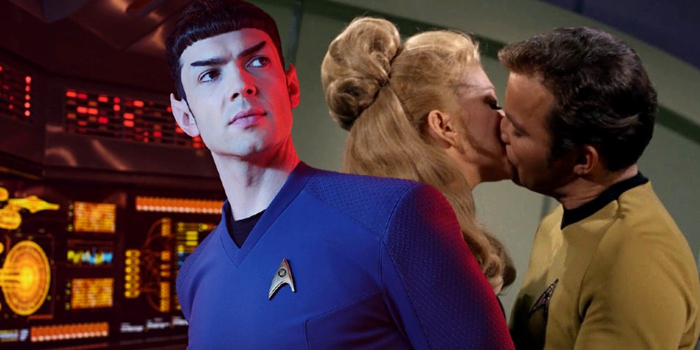 Spock, James Kirk, and Deela from Star Trek Strange New World and TOS. 