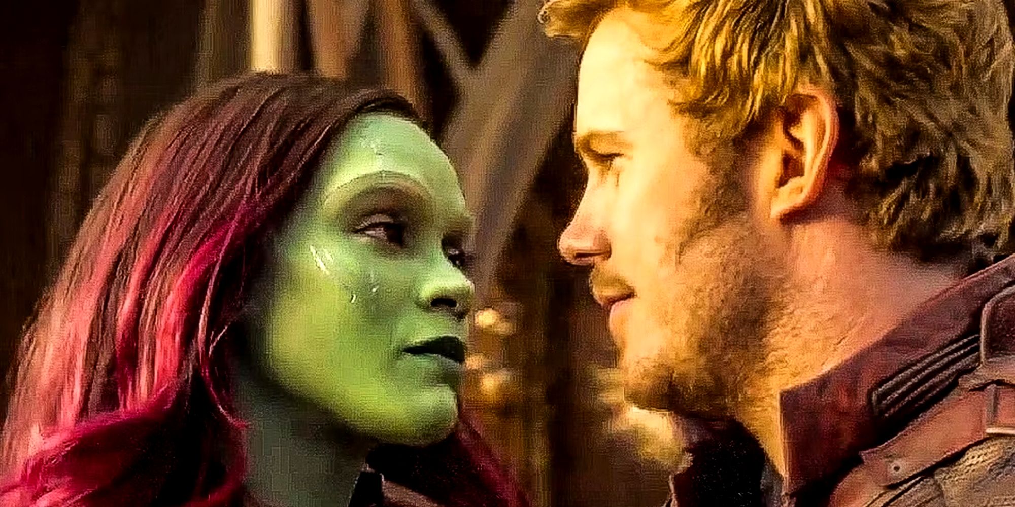 Star-Lord y Gamora en Guardianes de la Galaxia de MCU