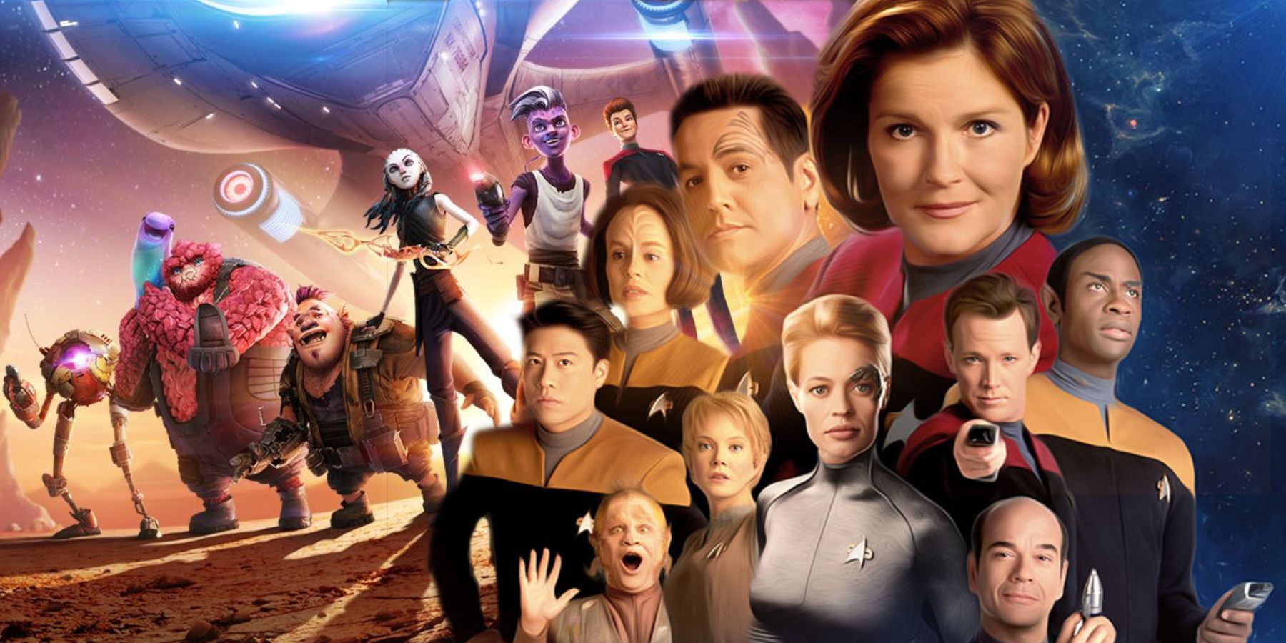 The cast of Star Trek: Prodigy and Star Trek: Voyager
