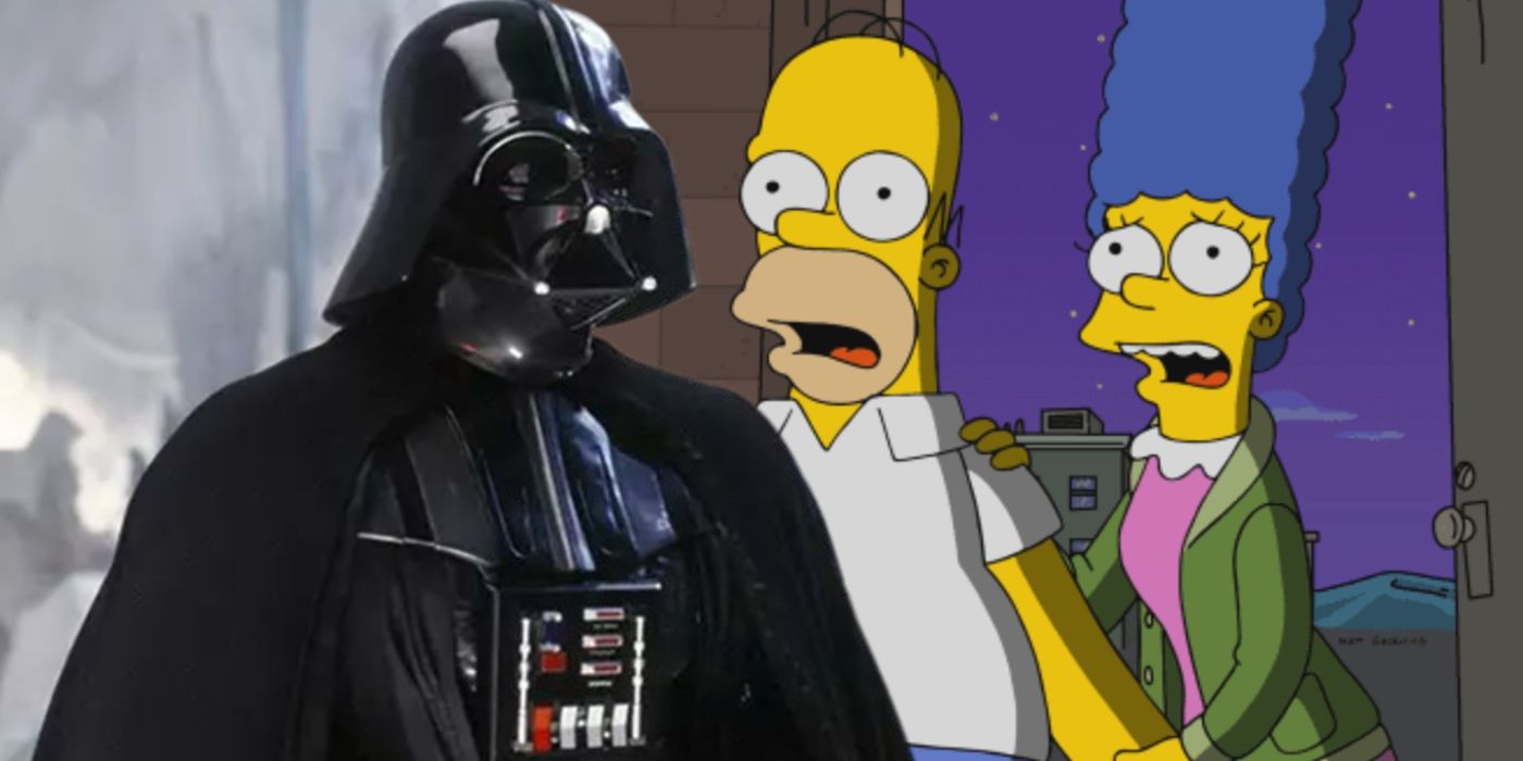 Custom image of Darth Vader and Homer and Marge Simpson.
