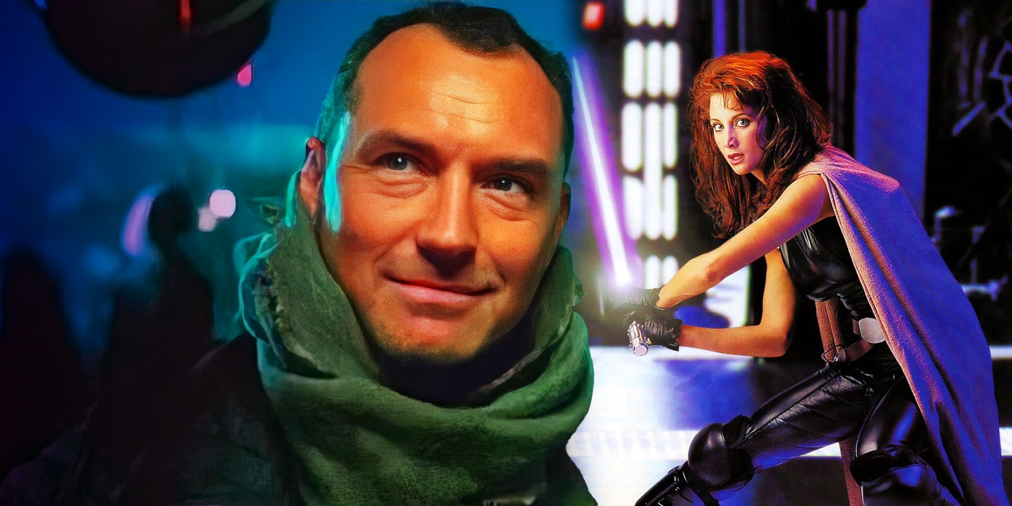Jude Law from Skeleton Crew promos and Mara Jade from Star Wars Legends
