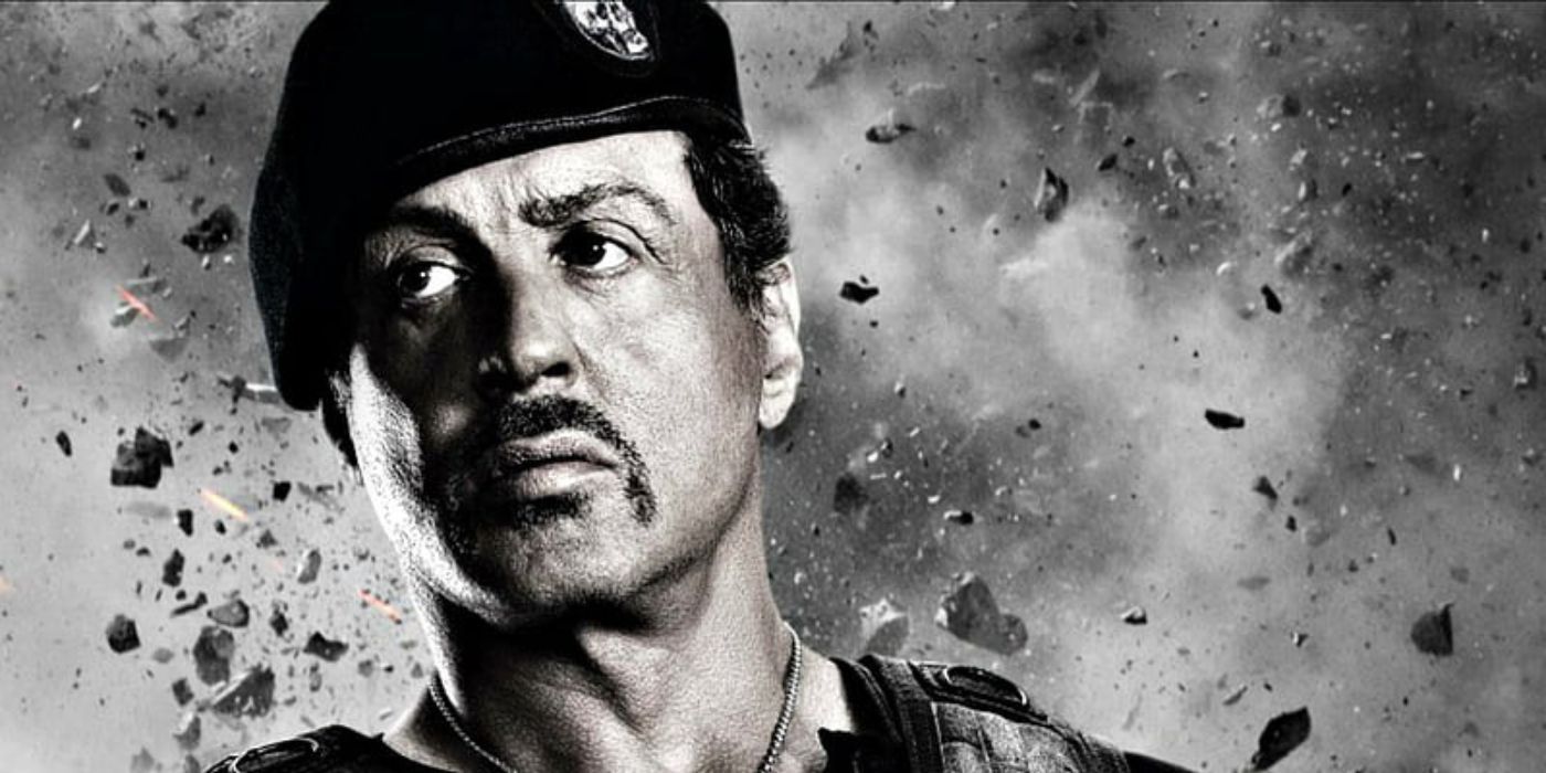 Sylvester Stallone looking sideways in The Expendables 